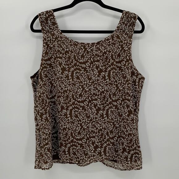 VTG Womens XL(16/18) Babydoll Top Brown V-Neck Layer Y2K Preppy Romantic Career - Picture 2 of 13